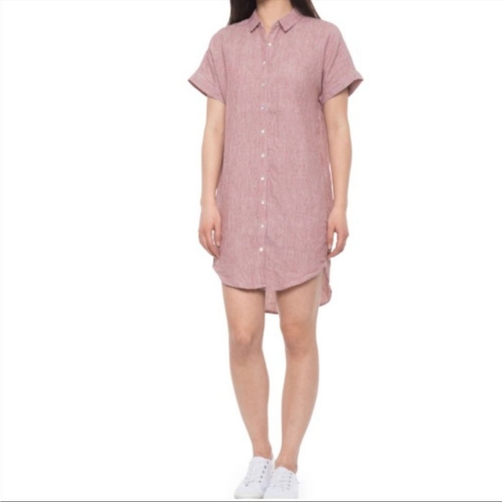 Casual Pink Button-Up Shirt Dress
